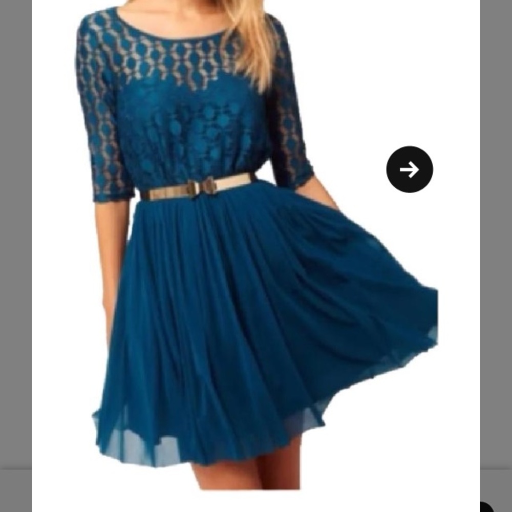 NWT ASOS Turquoise Lace Skater Cocktail Dress s 4